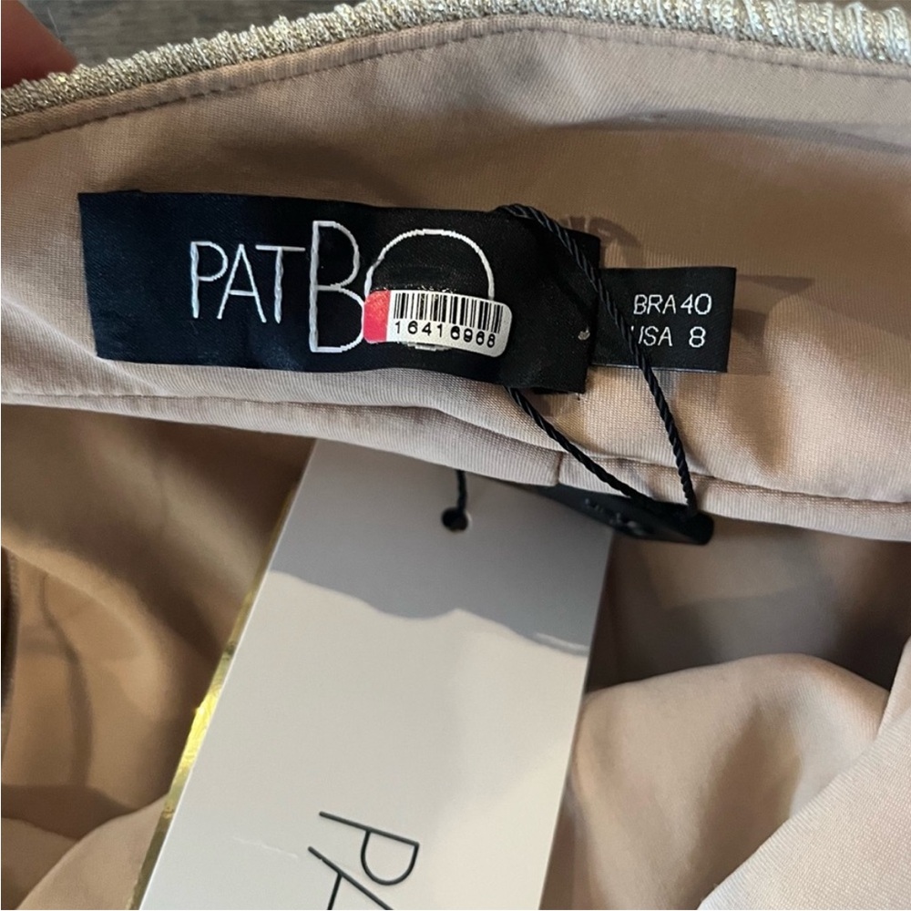 NWT PATBO Lurex Draped Maxi Dress in Champagne - Picture 8 of 9